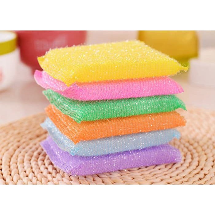 Spons Cuci Piring Sabut Jaring Spon Bantal Wastafel Dapur Sponge Warna