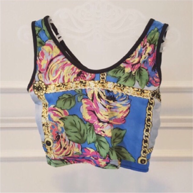 TANKTOP CROP TALI BELAKANG . TANKTOP FLOWER bunga . TANKTOP PINK FANTA