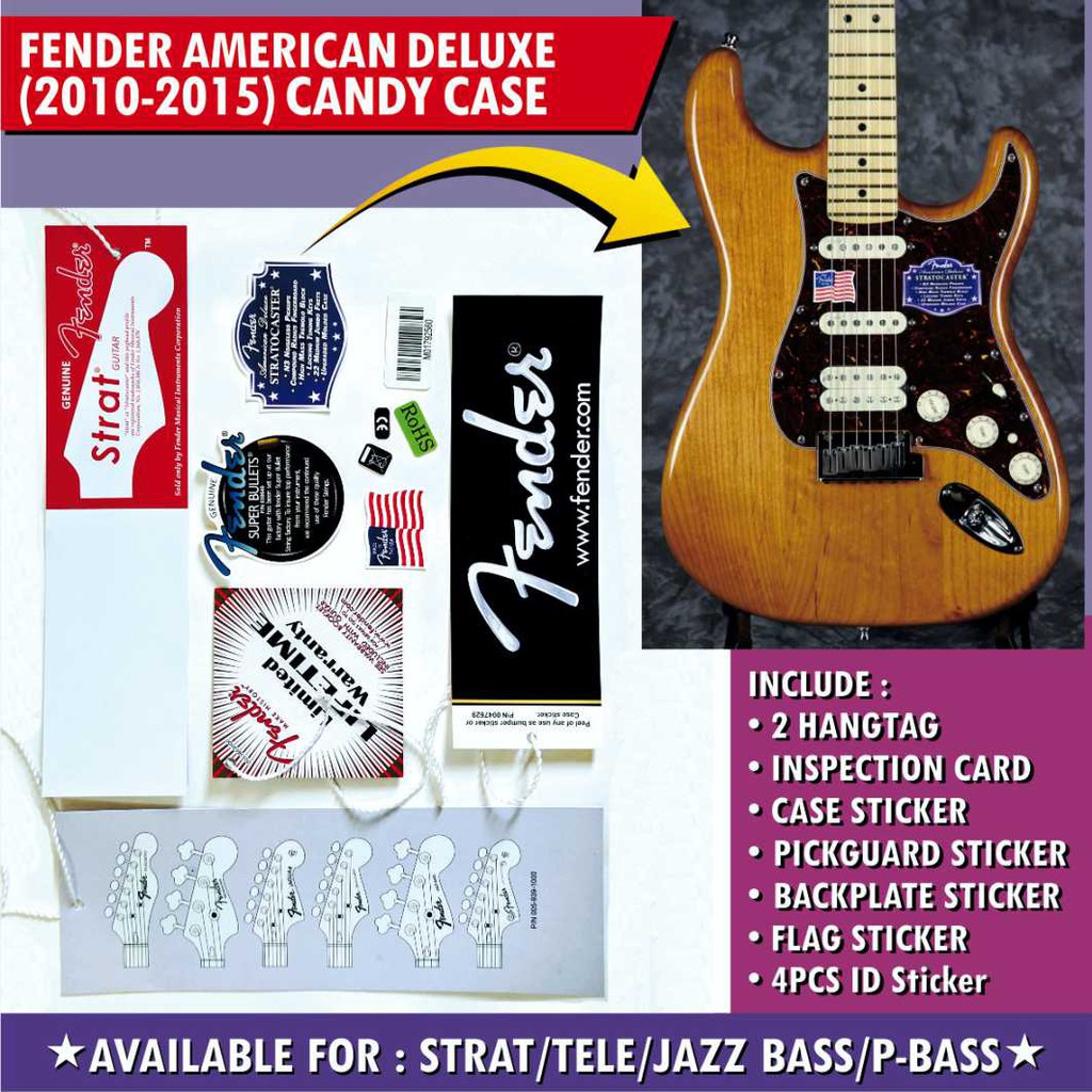 Fender American Deluxe Guitar and Bass Candy Case Hangtag Set Plus Sticker Set