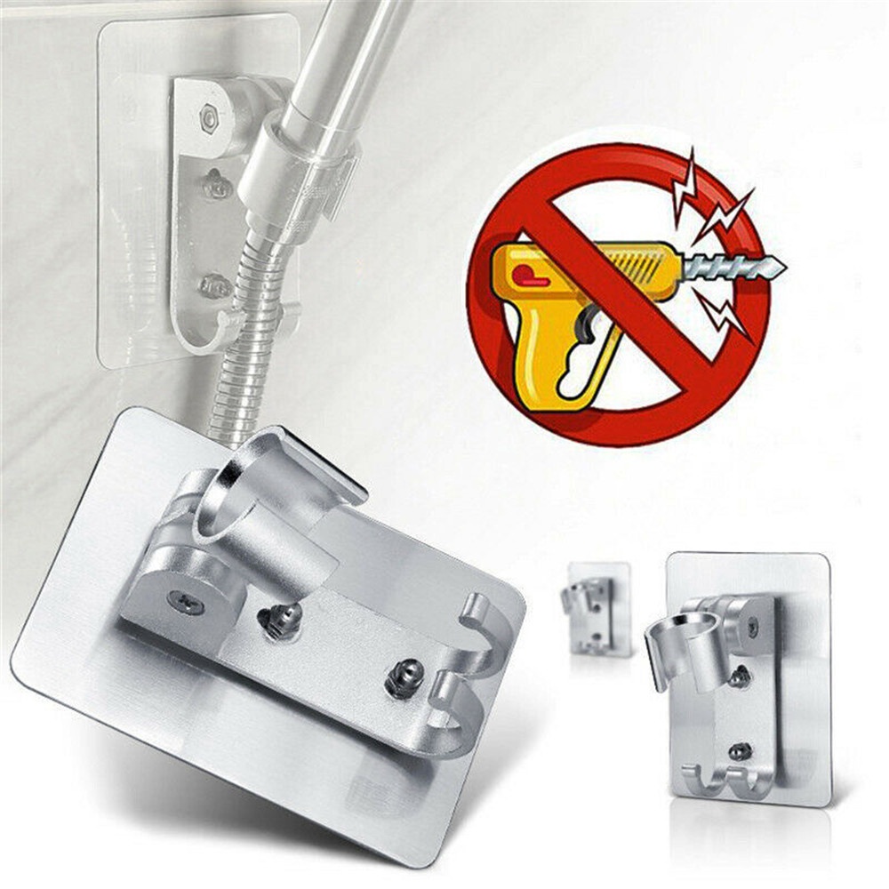 【COD Tangding】Universal Aluminum Shower Bracket Head Holder Chrome Bathroom Wall Mount Adjustable Bracket Stand