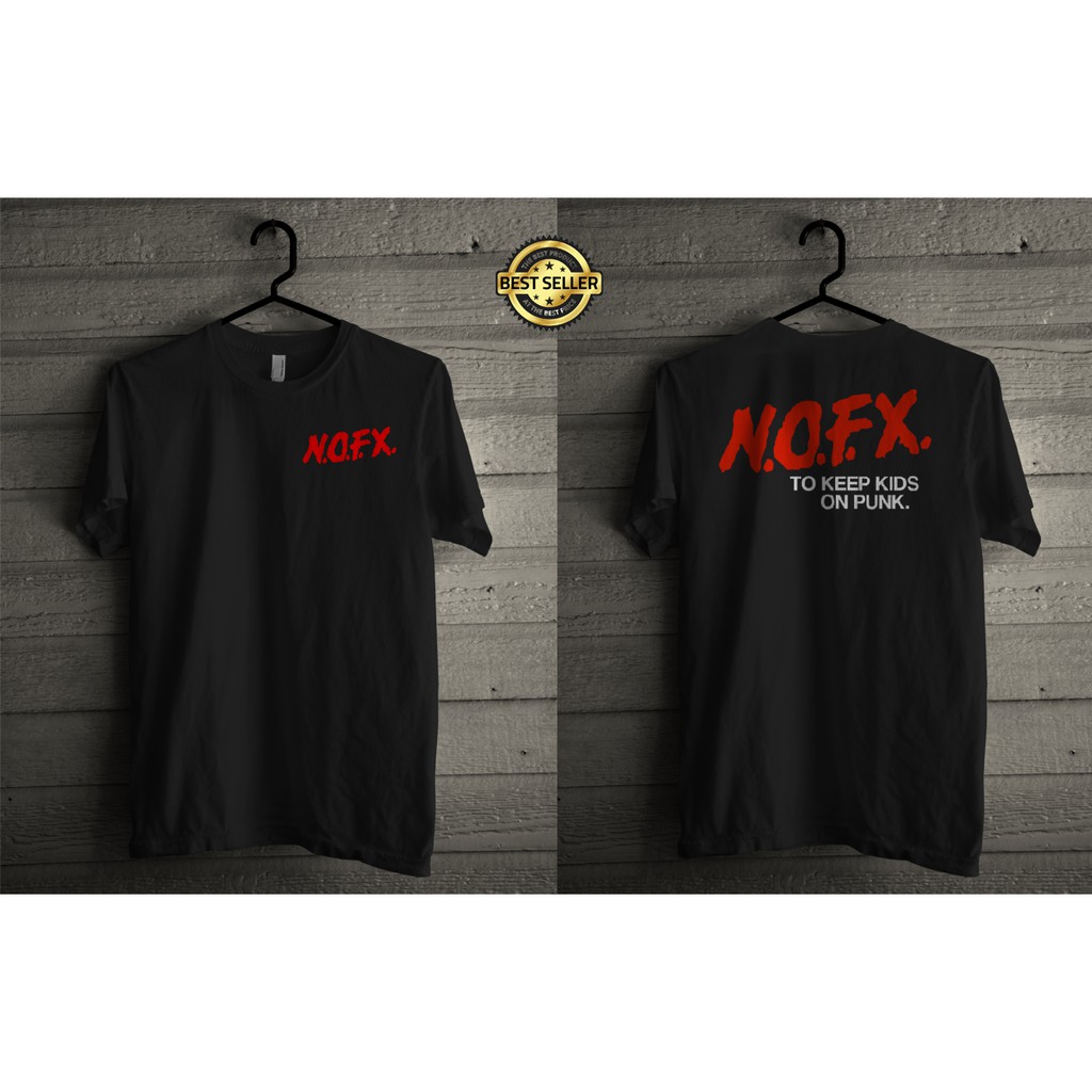 T SHIRT KAOS  BAJU LOGO BAND LUAR NEGERI NOFX TO KEEP KIDS ON PUNK