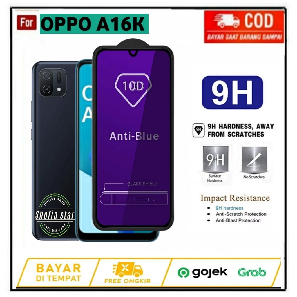 TEMPERED GLASS BLUE LIGHT OPPO A16E A16K F11 F11 Pro TG LAYAR ANTI RADIASI KACA FULL COVER