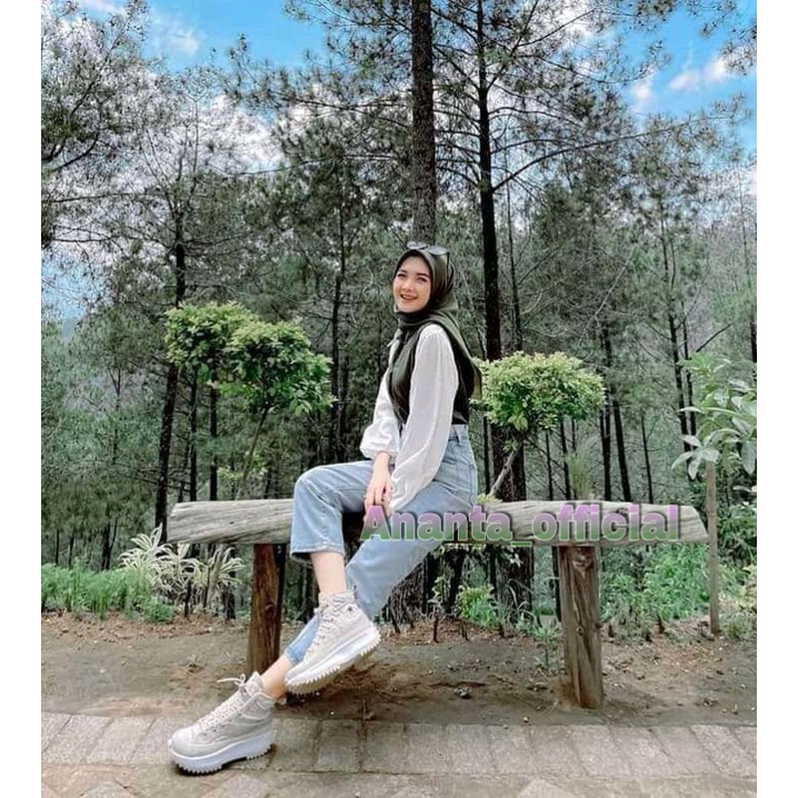 Celana kulot jeans wanita kulot medium jins denim highwaist murah cewek cullote Lepis cutbray levis