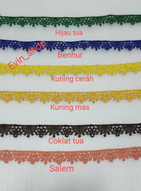 Renda Gyper Melati Variasi Per 1 Gulung +-15 yard=+-13,5 M