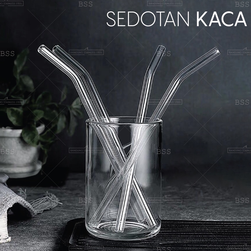 Sedotan Kaca Borosilicate Lurus Bengkok Smoothies Bening Transparan Pyrex Reusable Eco Friendly