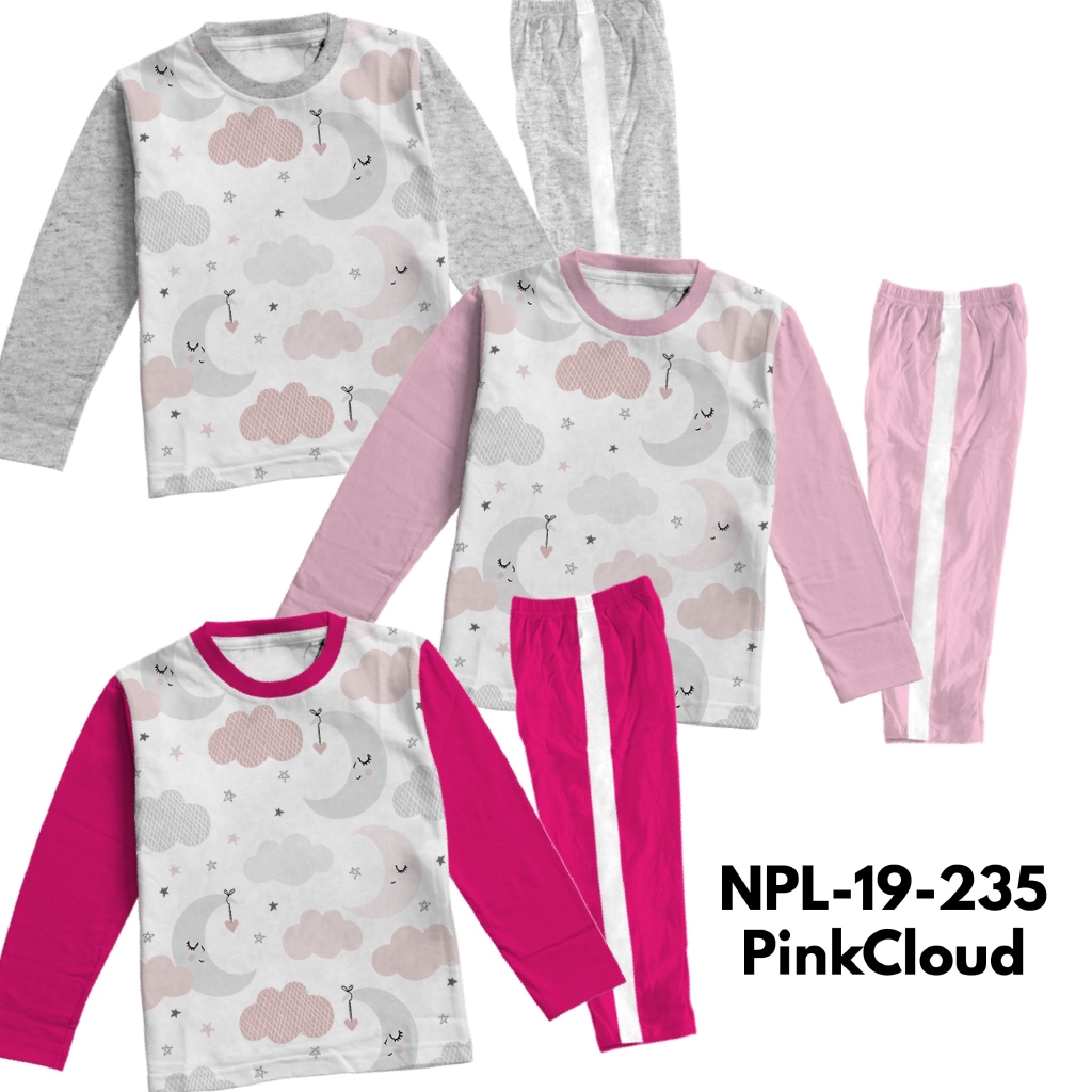 Baju Tidur Piyama Anak Dessert Pink Cloud Usia 2 - 8 Tahun Combed 30s Lembut