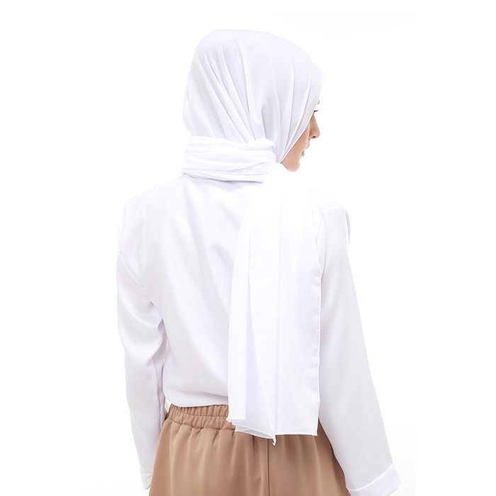 Cindy Hijab Pashmina Panjang Wanita Motif Polos Relaxed Fit - White