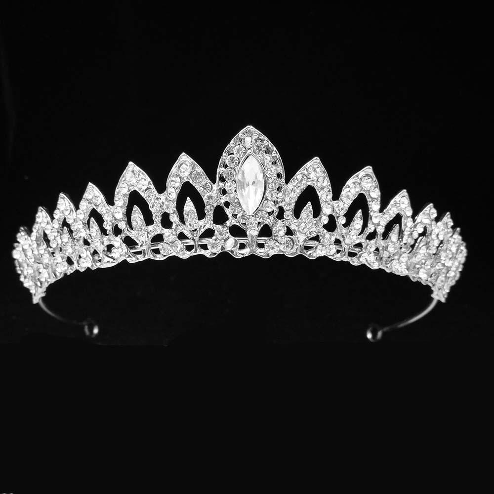 REBUY Rebuy Bridal Tiara Princess Prom Aksesoris Rambut Headband Alloy Kristal Mahkota Rambut