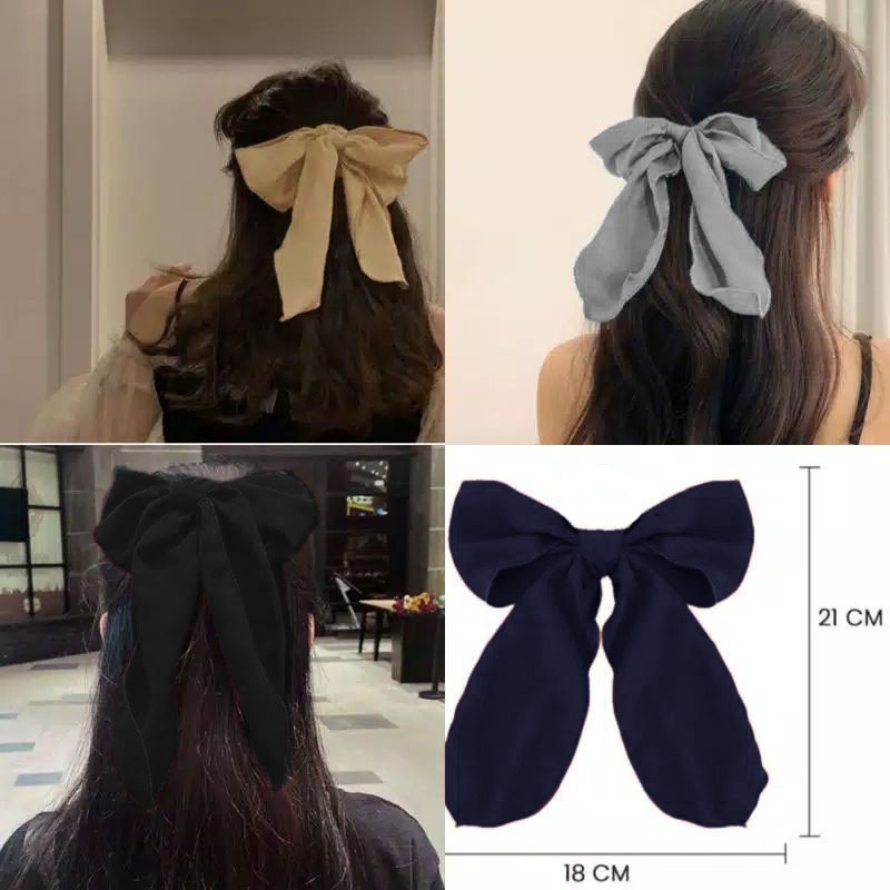Ikat Rambut Korea Pita Ribbon Polos dan Pita Silk Print