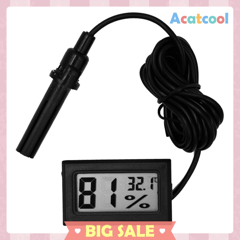 Mini LCD Digital Thermometer Hygrometer Temperature Humidity Meter w/Probe