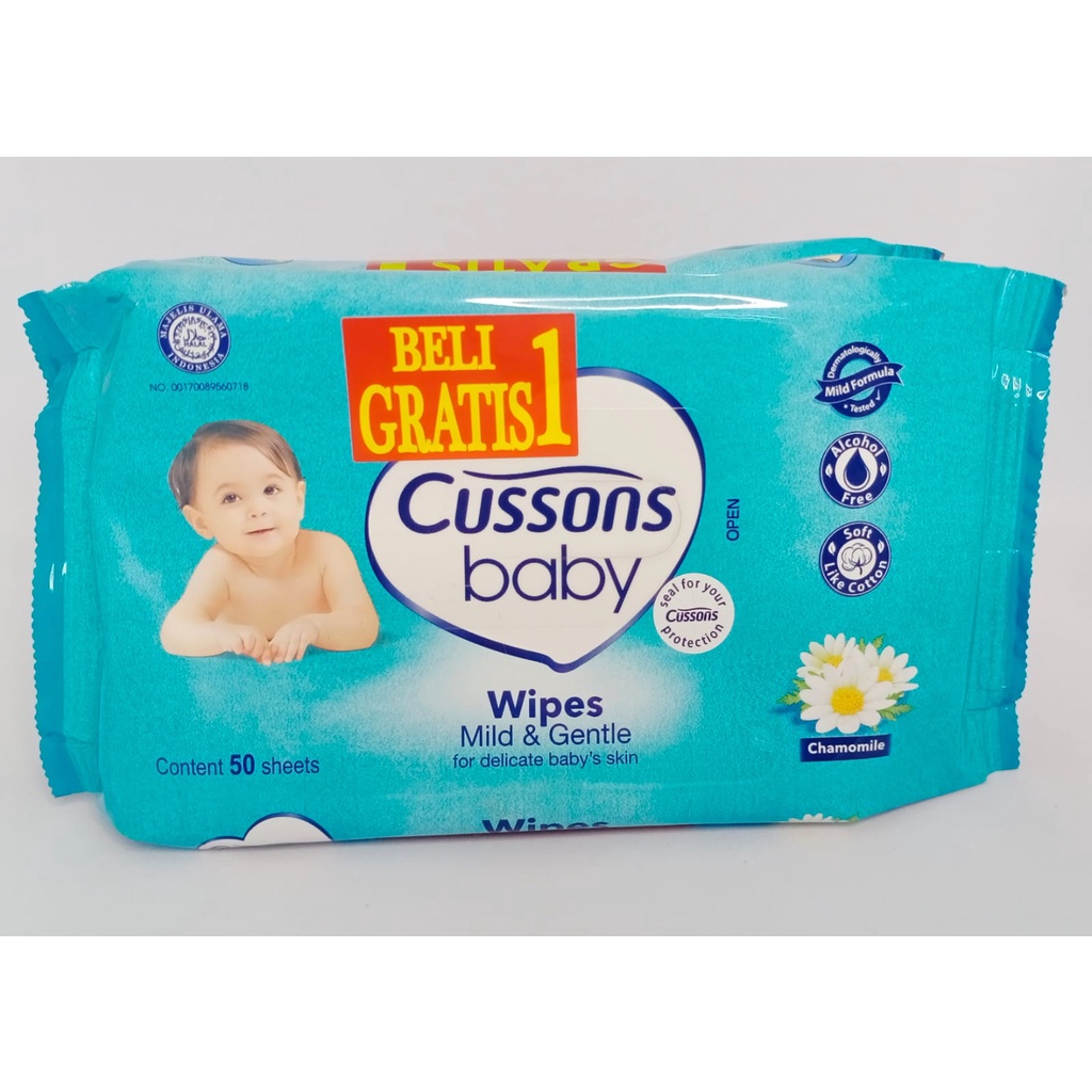 CUSSONS BABY WIPES TISU BASAH MILD GENTLE 50+50