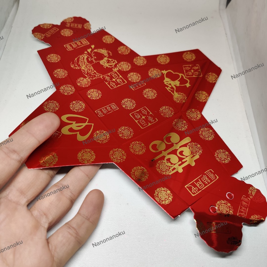 Kotak Permen Shuang Xi Segitiga MERAH Tempat Souvenir Mini