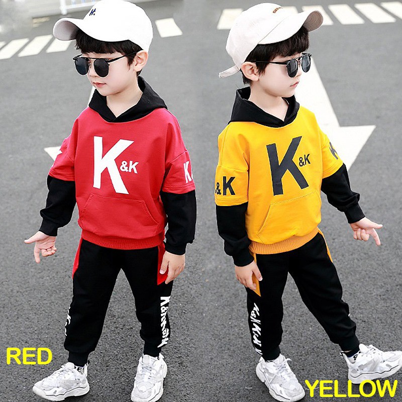 Setelan Anak Laki Laki PREMIUM Hoodie Korean K&amp;K Yellow