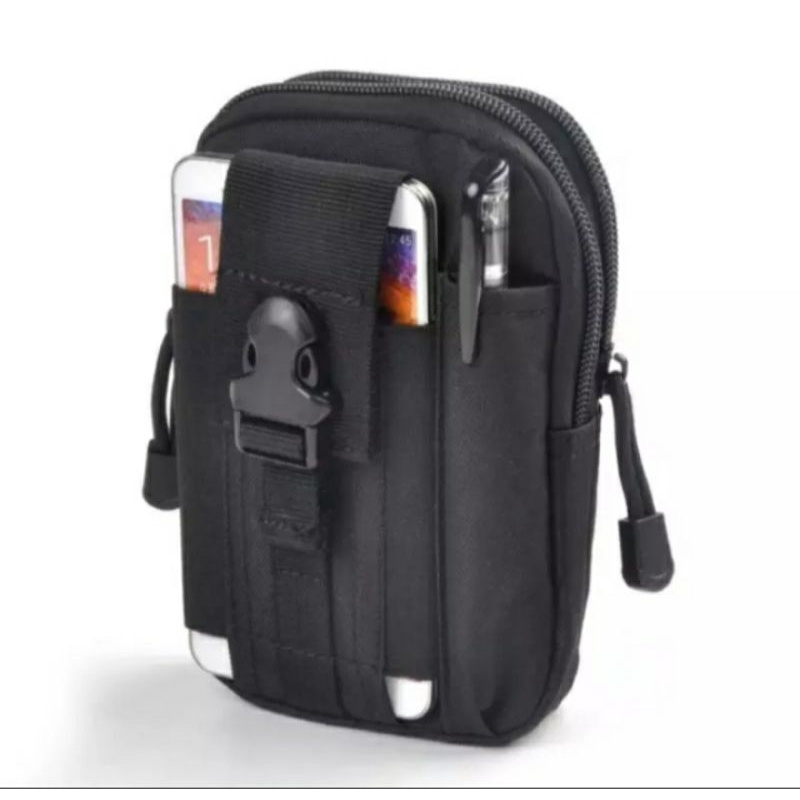 tas hp tactical tas pinggang pria sabuk serbaguna dobel kantong