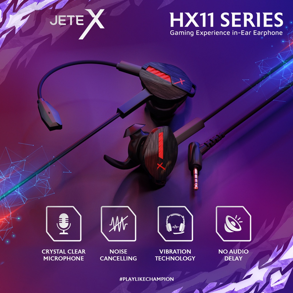 Headset Gaming JETEX HX11 Premium Earphone Gaming Mic with Vibration  - Garansi 2 Tahun