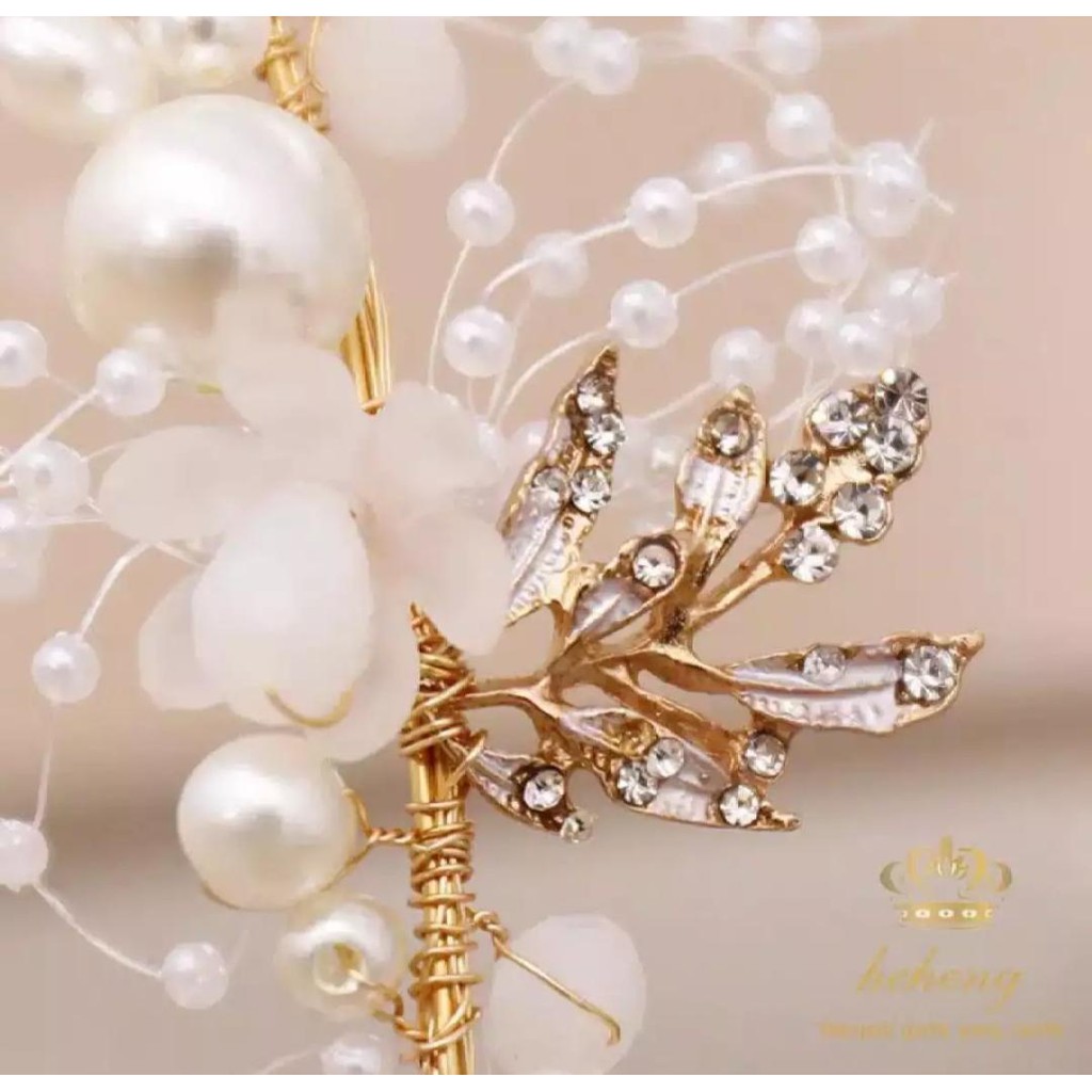 White Headpiece - Mahkota Mutiara Pengantin - Aksesoris Rambut