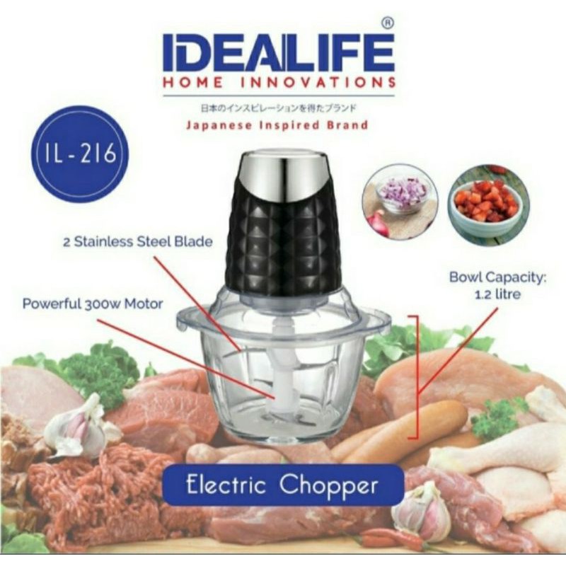 IDEALIFE Electric Chopper - Penggiling Listrik Daging Bumbu IL-216