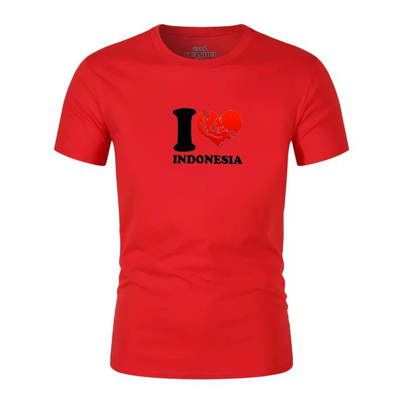 Kaos Pria Distro I love Indonesia Lengan Pendek Tshirt Lelaki Dewasa Baju Oblong Cod