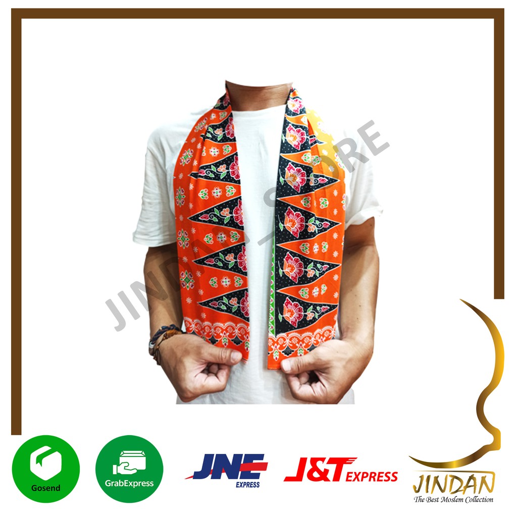 Selendang Betawi Syal Batik Cukin Ondel-Ondel Betawi-Hitam - 01