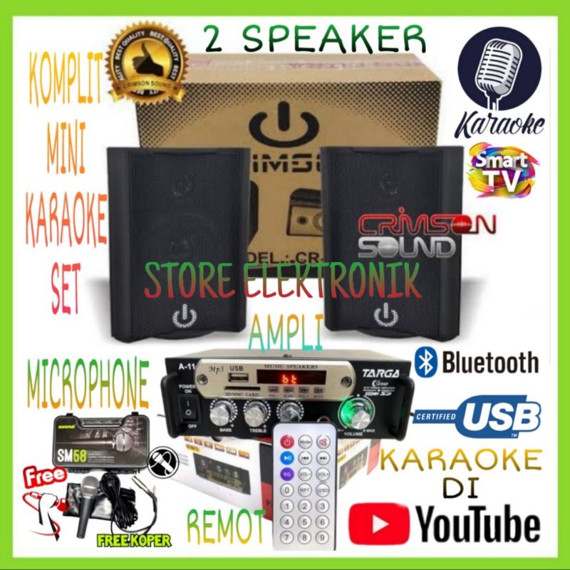 Paket Speaker 4 Inch Mini Karaoke HP Android Amplifier Bluetooth Usb