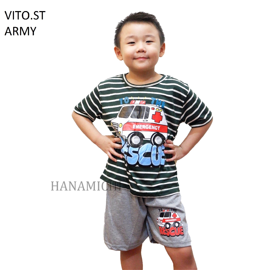 Hanamichi VITO.ST Setelan Anak Bergambar Lengan Pendek