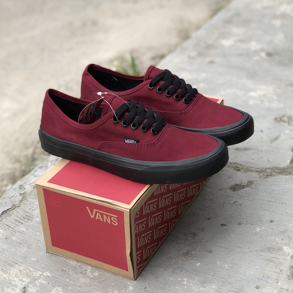 ( NEW BOX ) Sepatu Vans AUTENTIC Maroon Black