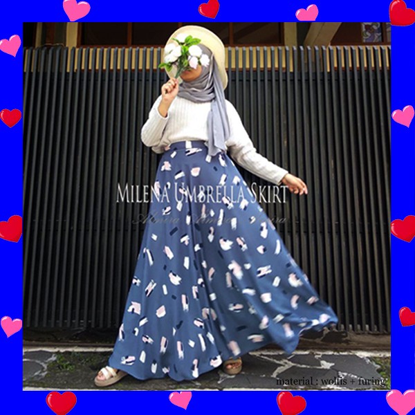 Rok Panjang Wanita Payung Muslimah Lebar  Milena Wolvis Umbrella Skirt Rok Flare Griyaraditya Almira