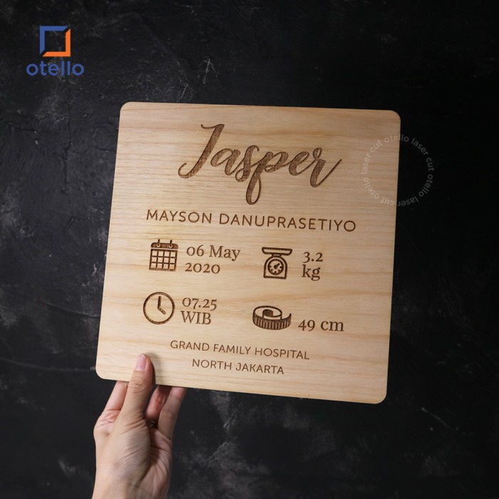 Otello - Baby Hospital Board Biodata Papan Nama Bayi Newborn Baby Letter Board Custom Dekorasi Kids