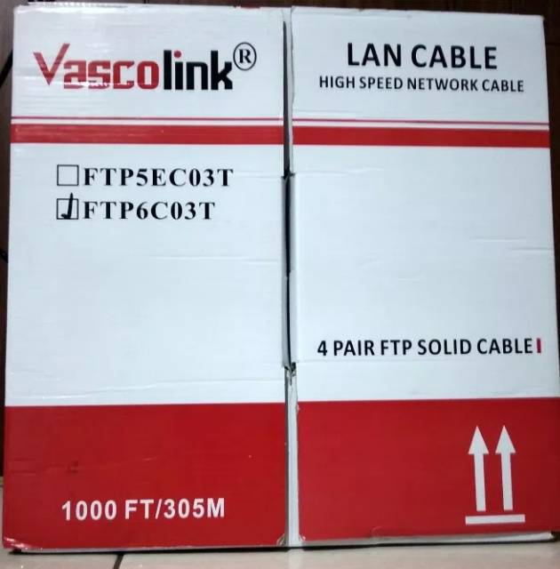 Kabel Lan Outdoor 100 Meter FTP CAT6 Siap Pakai sudah dicrimping rj45 besi dan plugbooth Vascolink Warna Hitam