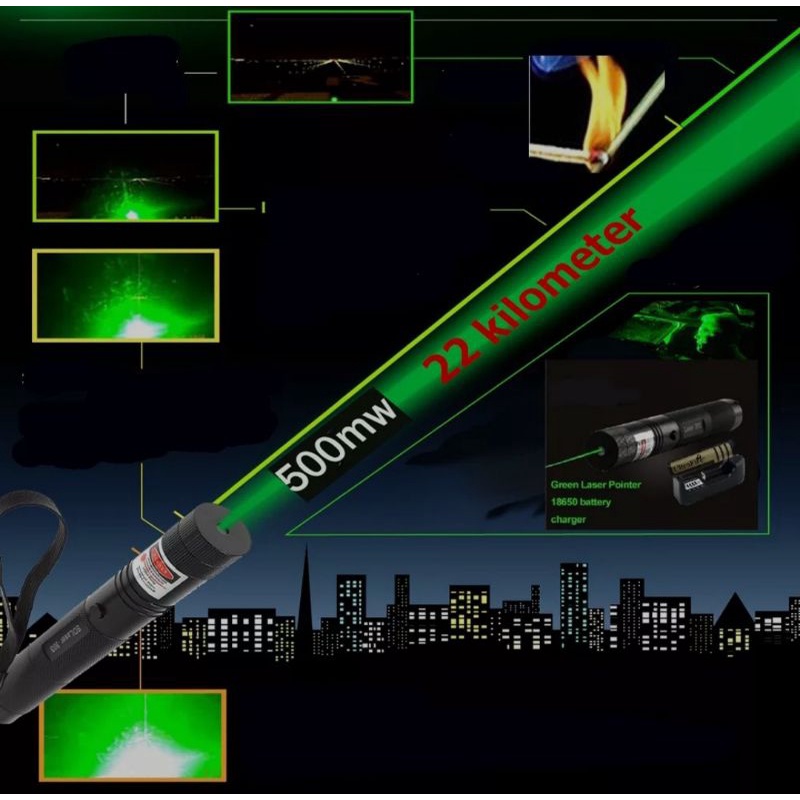 Original - Asli Laser Pointer 303 - Laser Hijau - Senter Hijau - Green Laser Pointer / Lazer Batre C