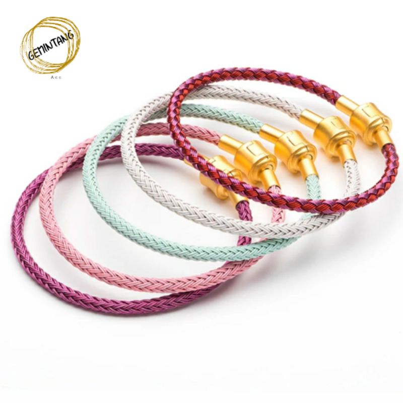 Gelang Tali Kawat Anti Air Waterproof Untuk Charm Liontin Huruf Emas