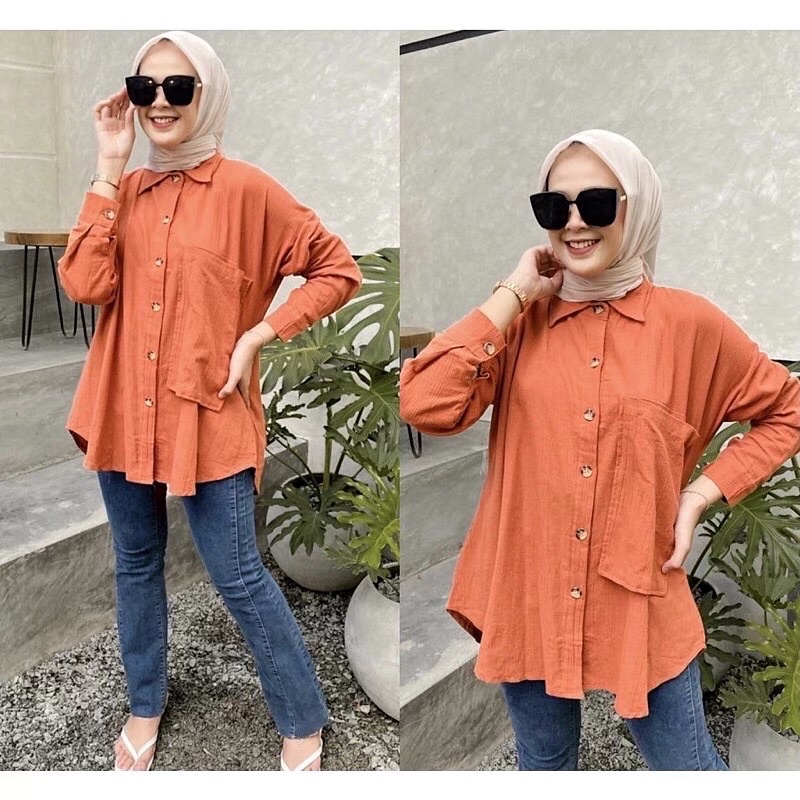 KALA BLOUSE KATUN CRINKLE OVERSIZE / ATASAN WANITA / KOREAN STYLE