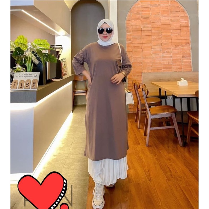 LONG TUNIK ALICIA JUMBO DAN STANDAR / TUNIK KAOS COMBET ORI 20S