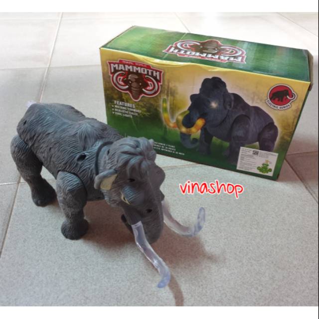 FREE BATERAI Mainan Gajah Mammoth Gajah Purba Ice Age Ada Lampu dan Suara