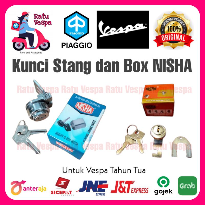 Kunci Stang dan Box Bagasi Laci Vespa Tahun Tua NISHA