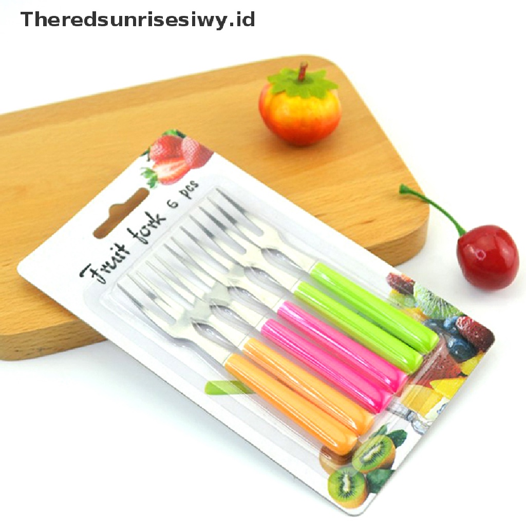 # Alat Pemotong Buah # 6pcs Garpu Buah / Kue / Salad / Dessert Bahan Stainless Steel