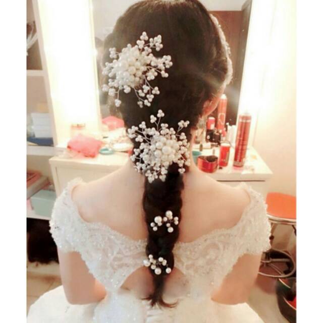 Floral pearl crystal bridal hair accessories