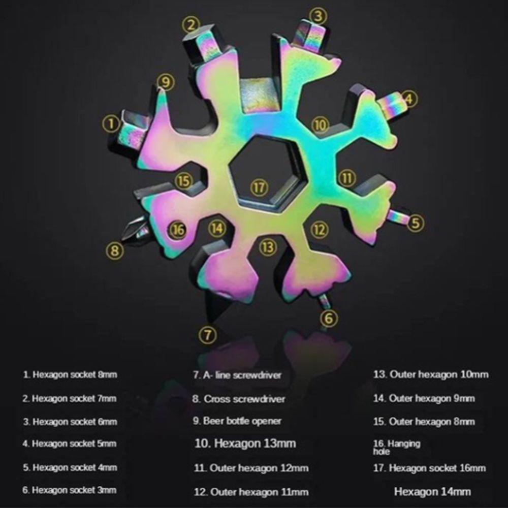 POPULAR Populer 18in1 Snowflake Tool Card Survive Kunci Gantungan Serbaguna Camp Spanner