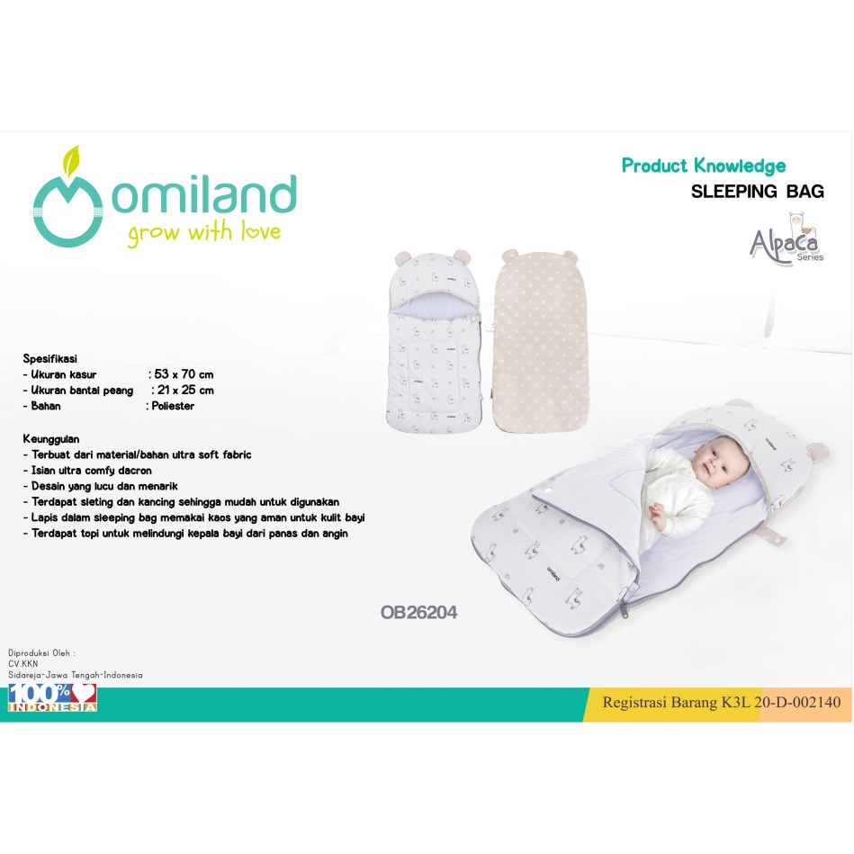 Sleeping Bag Kantong Tidur Bayi Lembut &amp; Hangat Omiland Alpaca Series - OB 26201-4