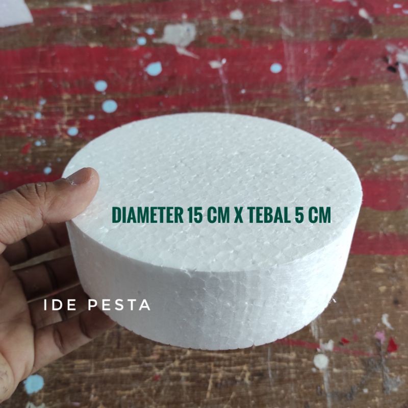 busa gabus bulat untuk dummy cake/ sterofoam bulat diameter 15x tinggi 5 cm