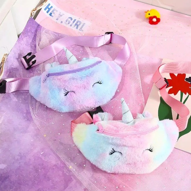 Waist Bag Bludru Lembut Tas Pinggang Selempang Anak Korea Tas Import