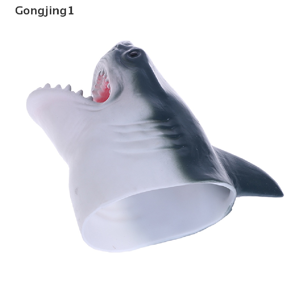 Gongjing1 Mainan Interaktif Boneka Tangan Bentuk Hiu Bahan Karet Lembut