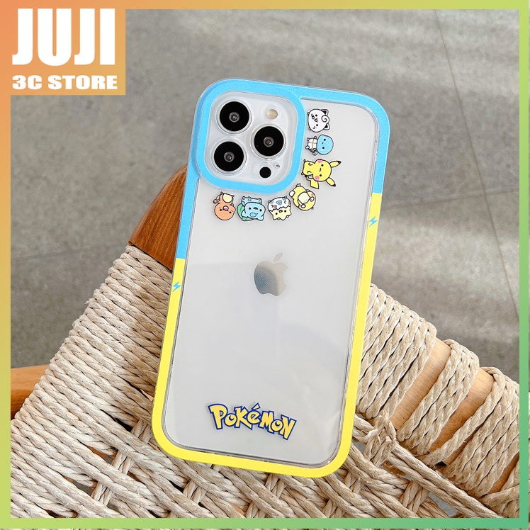 Pok Mon elf Kartun 360 Derajat° Soft case Silikon Transparan Motif Mata Kartun Untuk iphone x xs xr xsmax 11 12 13 pro max