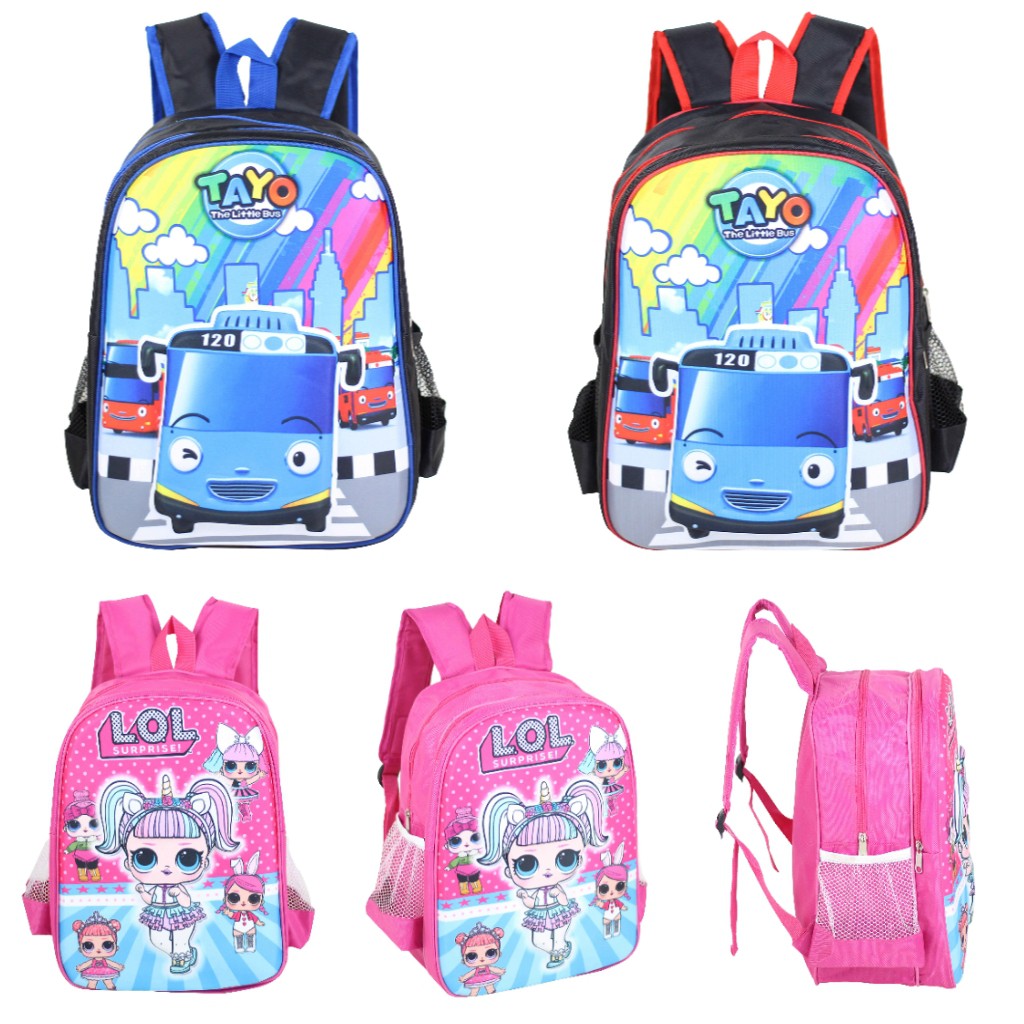 CUCI GUDANG Tas Ransel Karakter  Little Bus LOL Anak Tas Sekolah Punggung Bahan Polyester Emboss Halus