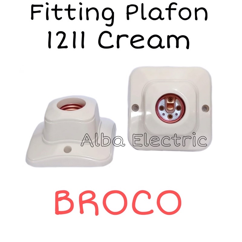 Fitting Lampu Plafon Oval Broco 1211 Cream Fitting Plafon Oval Broco 1211