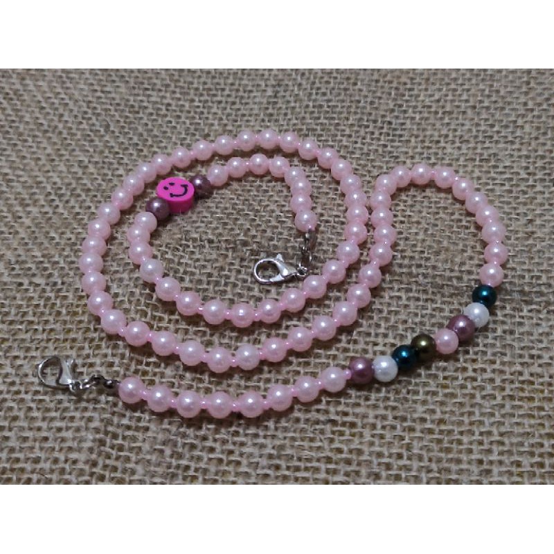 Strap Tali Masker Mutiara Pink Smile Lucu Unik