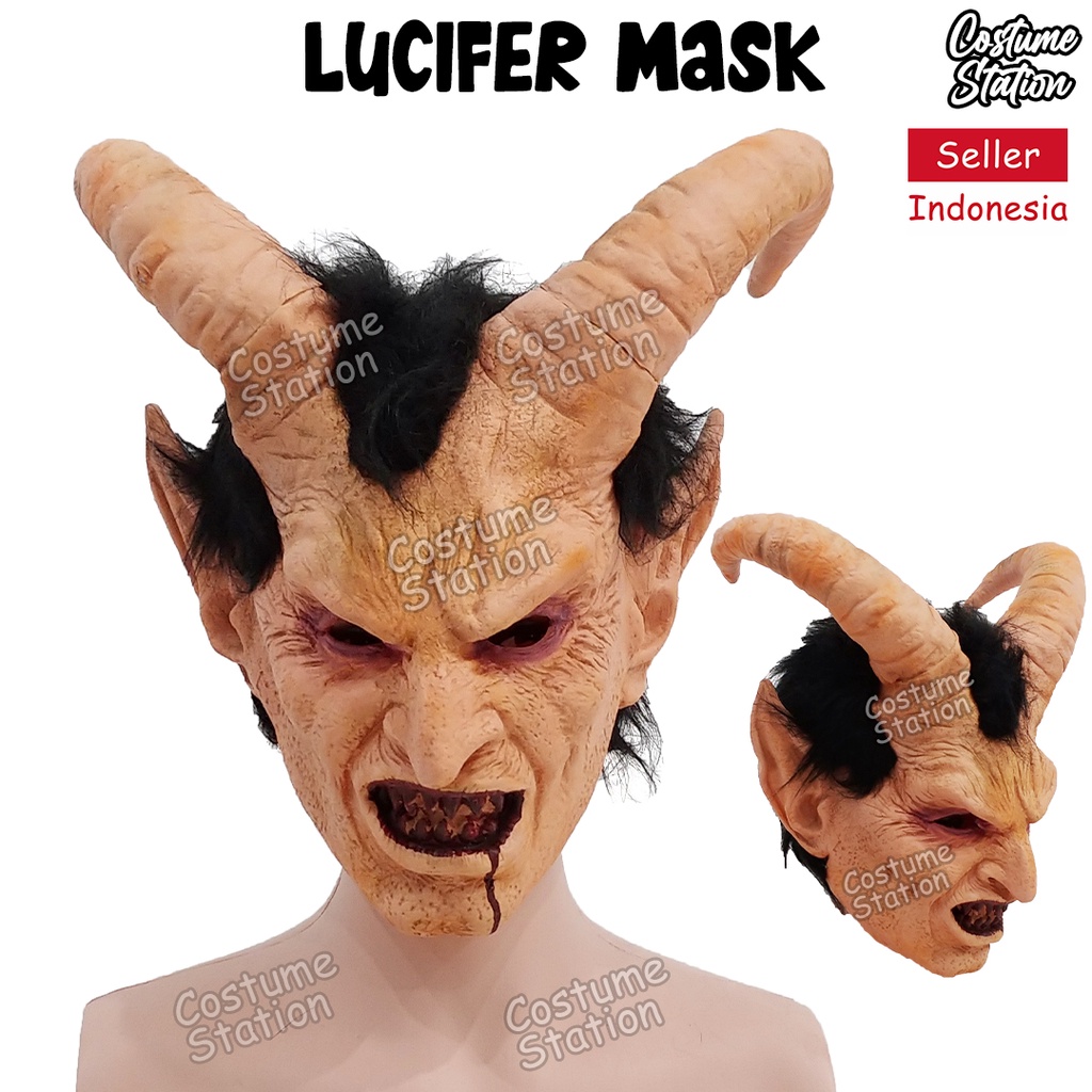 Topeng Lucifer / Mask Latex Setan Hantu Iblis Kostum Halloween