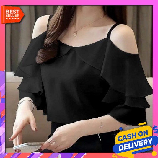 Red Notch Baju Dress Gaun Pesta Merah Wanita  Baju Mini Dress Ga [Sabrina Top Hitam Ve]Blouse