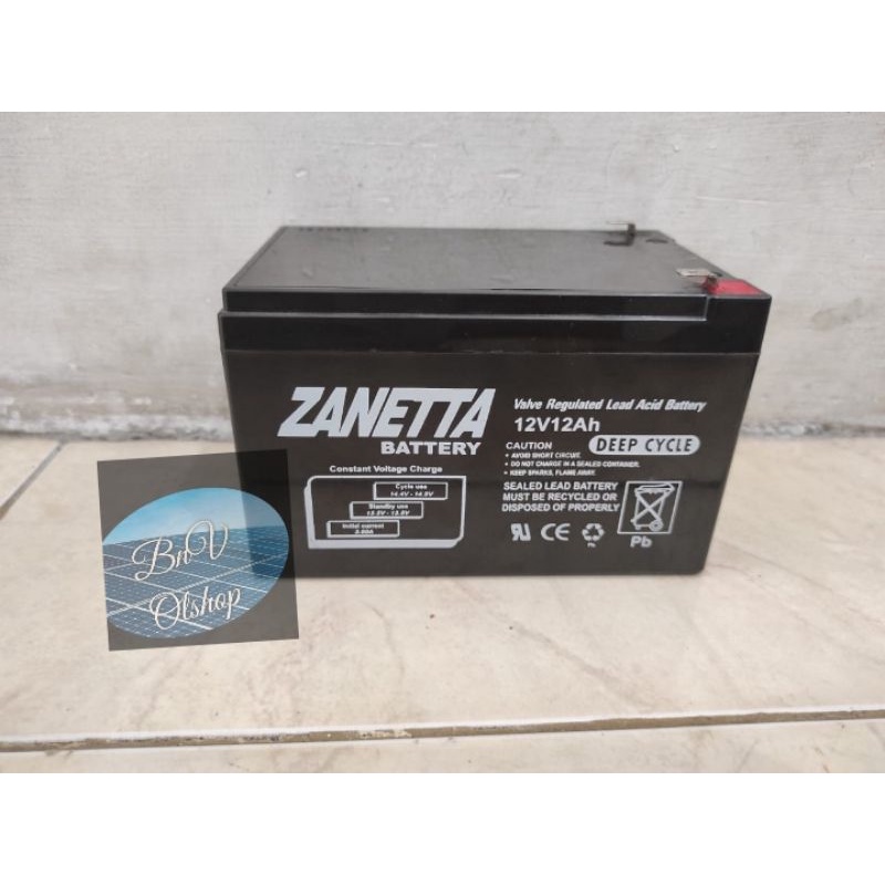 Batre UPS 12v 12ah Vrla Gel Zanetta /battery sepeda listrik