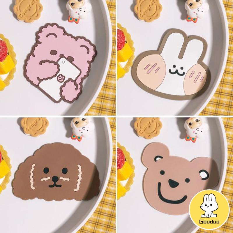 Tatakan Gelas Silikon Lucu / Alas Gelas Coaster Kartun Aksesoris Dapur /Non-slip Alas Tahan Panas Murah -Doo